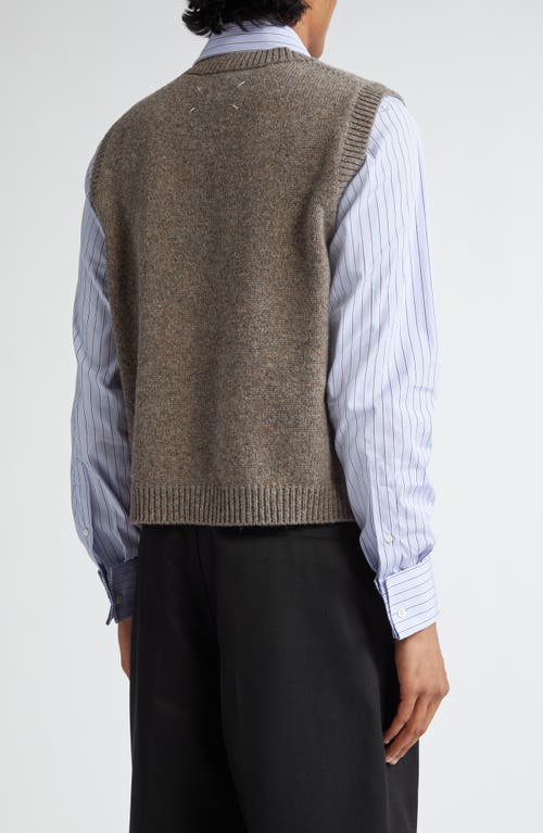 Shop Maison Margiela Marled Wool Sweater Vest In Beige