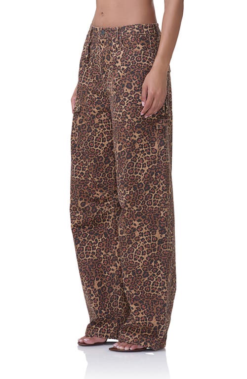 Shop Afrm Rhett Leopard Print Carpenter Jeans In Rock Leopard