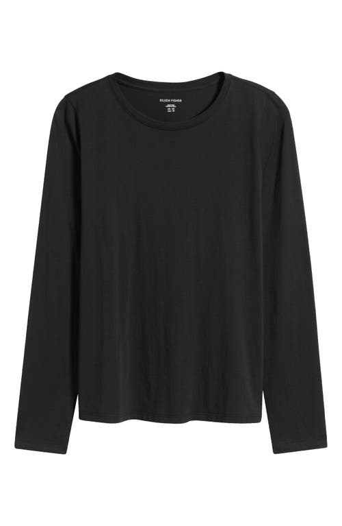 Shop Eileen Fisher Crewneck Organic Cotton Jersey T-shirt In Charcoal