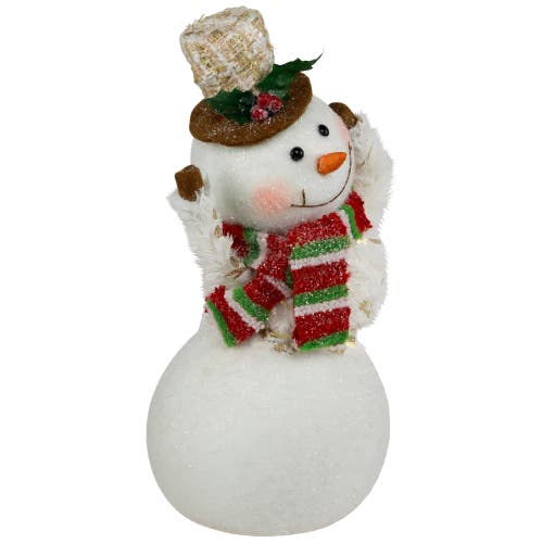 Northlight Smiling And Waving Snowman Christmas Figurine In White