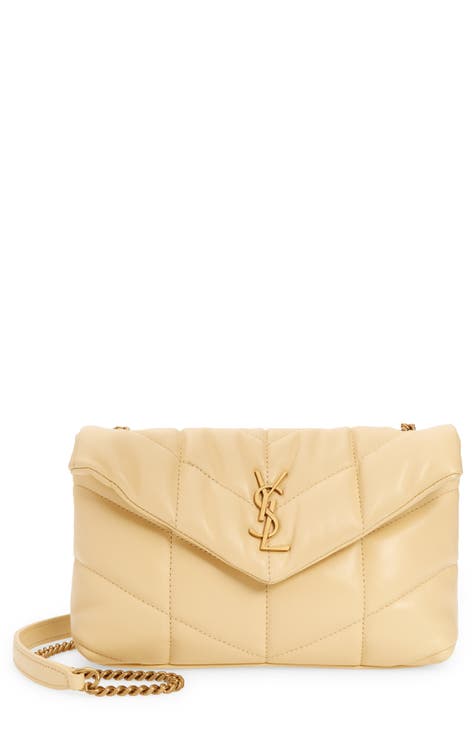 SAINT LAURENT: Lou quilted leather bag - Yellow Cream