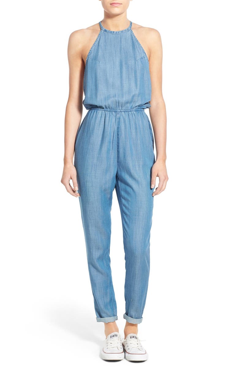 RVCA 'Be About It' Halter Chambray Jumpsuit | Nordstrom