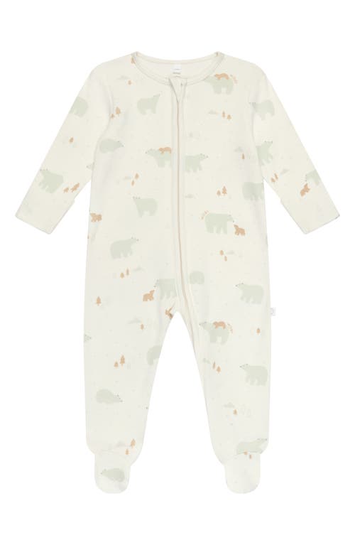 Mori Print Fitted One-piece Footed Pajamas In Polar Bear Print