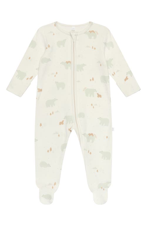 Mori Babies'  Print Fitted One-piece Footed Pajamas In Polar Bear Print