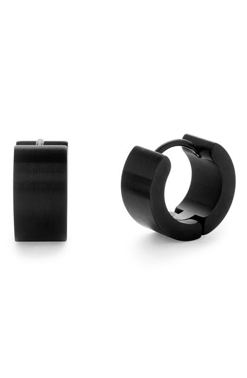 Men's Stainless Steel Hoop Earrings in Black