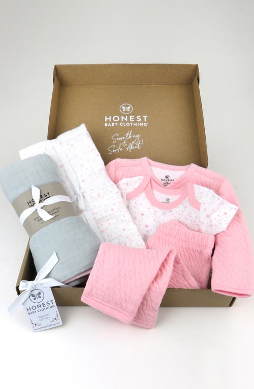 Shop Honest Baby 6-piece Take Me Home Organic Cotton Gift Set In Twinkle Star White/pink