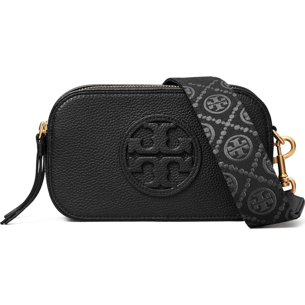 Tory Burch Miller Mini Logo Lambskin Crossbody Bag In Black