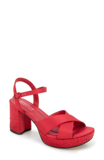 Reaction Kenneth Cole Reeva Platform Sandal In Rio Red Silk