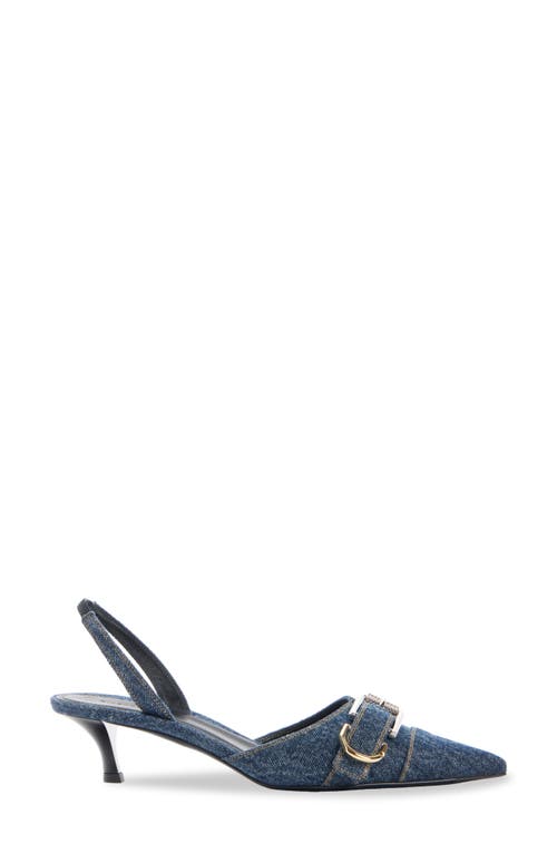 Givenchy Voyou Denim Buckle Slingback Pumps In Dark Blue