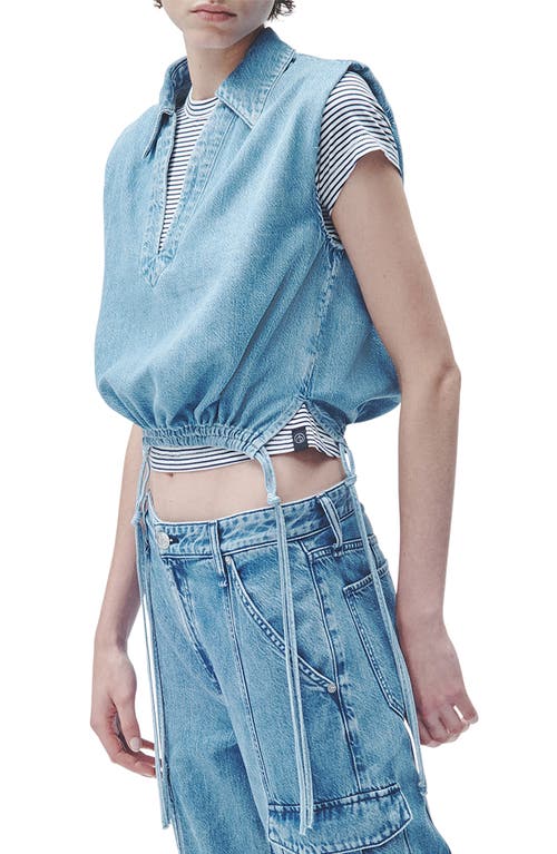 Rag & Bone Fiona Ultra Featherweight Sleeveless Denim Crop Top In Billie