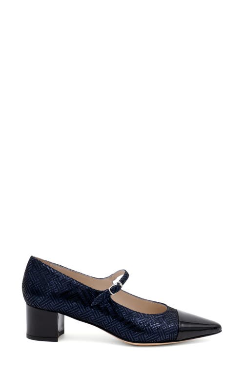 Amalfi By Rangoni Pluto Mary Jane Pointed Cap Toe Pump In Tetris Blu/black Vernice