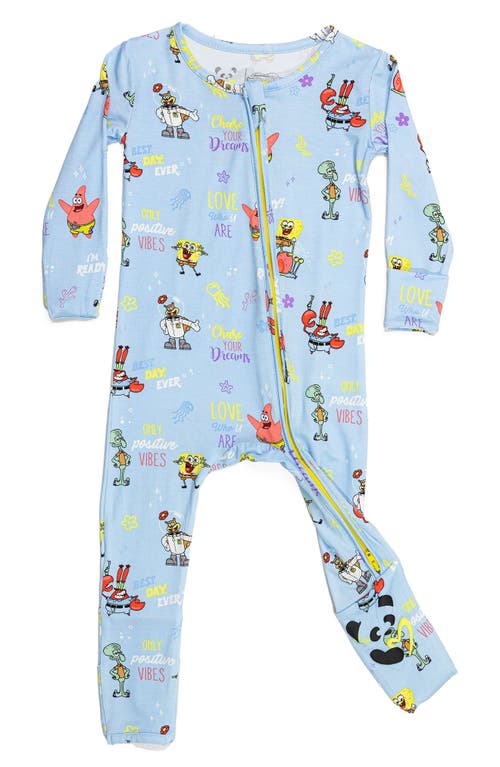 Bellabu Bear X Spongebob® Good Vibes Fitted Convertible One-piece Pajamas In Blue