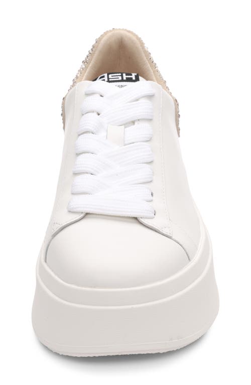 Shop Ash Moby Strass Platform Sneaker In White/biscuit