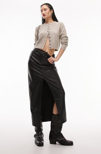 Leather midi skirt shop topshop