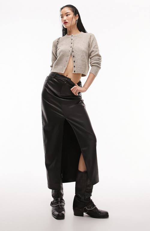 Faux Leather Maxi Skirt in Black