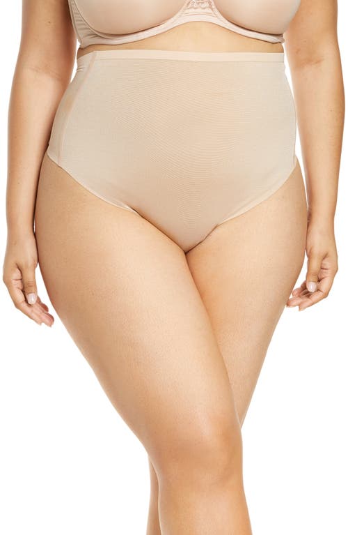 SKIMS Sheer Sculpt High Waist Thong in Clay at Nordstrom, Size 3X