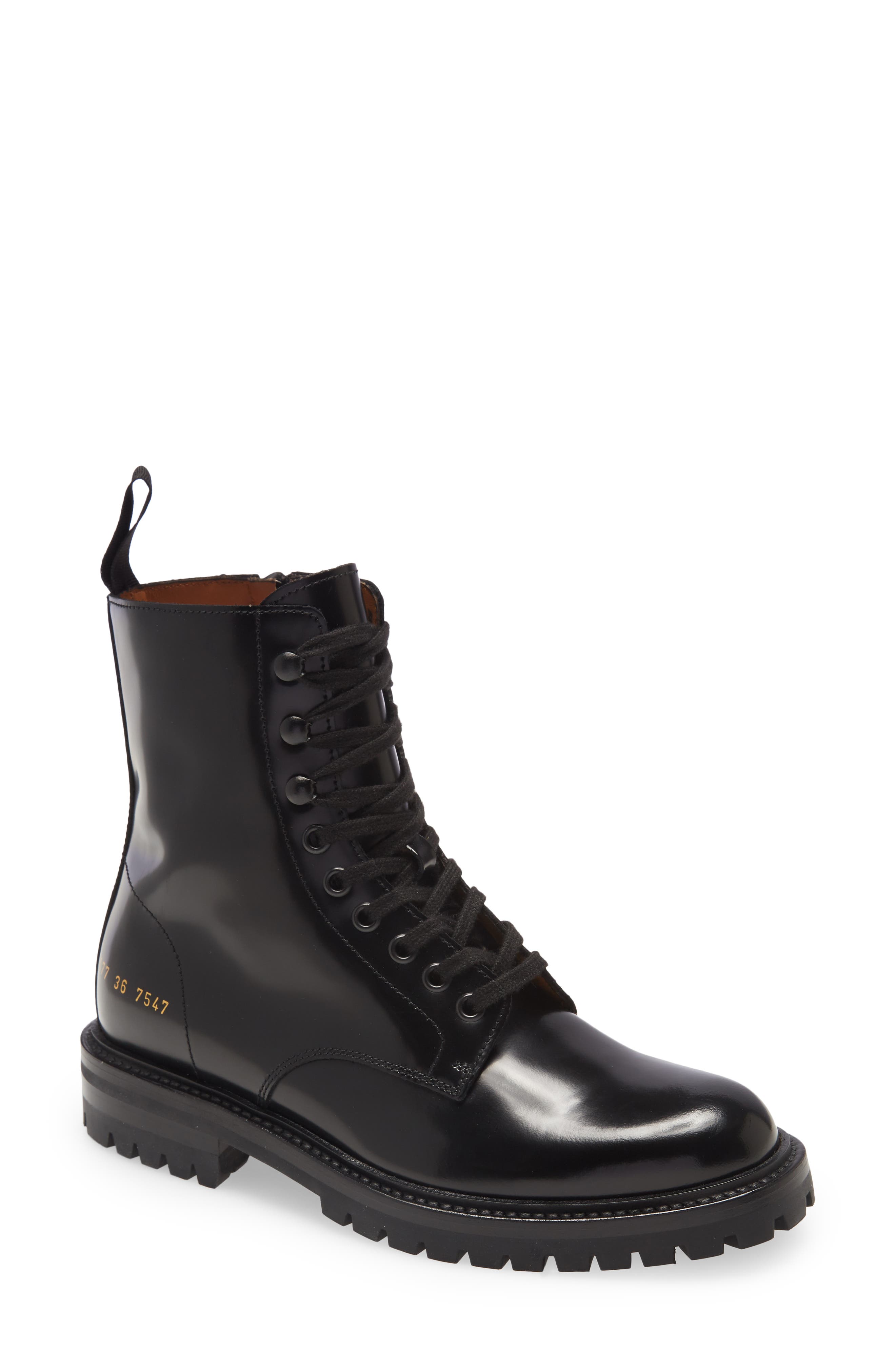 Common Projects Zipper Combat Boot in Black at Nordstrom, Size 6Us