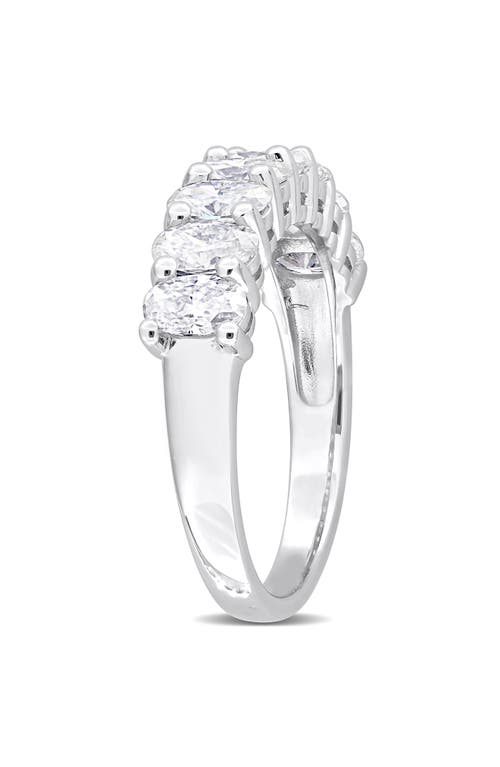 Delmar Sterling Silver Created Moissanite Oval Band Ring In White/silver