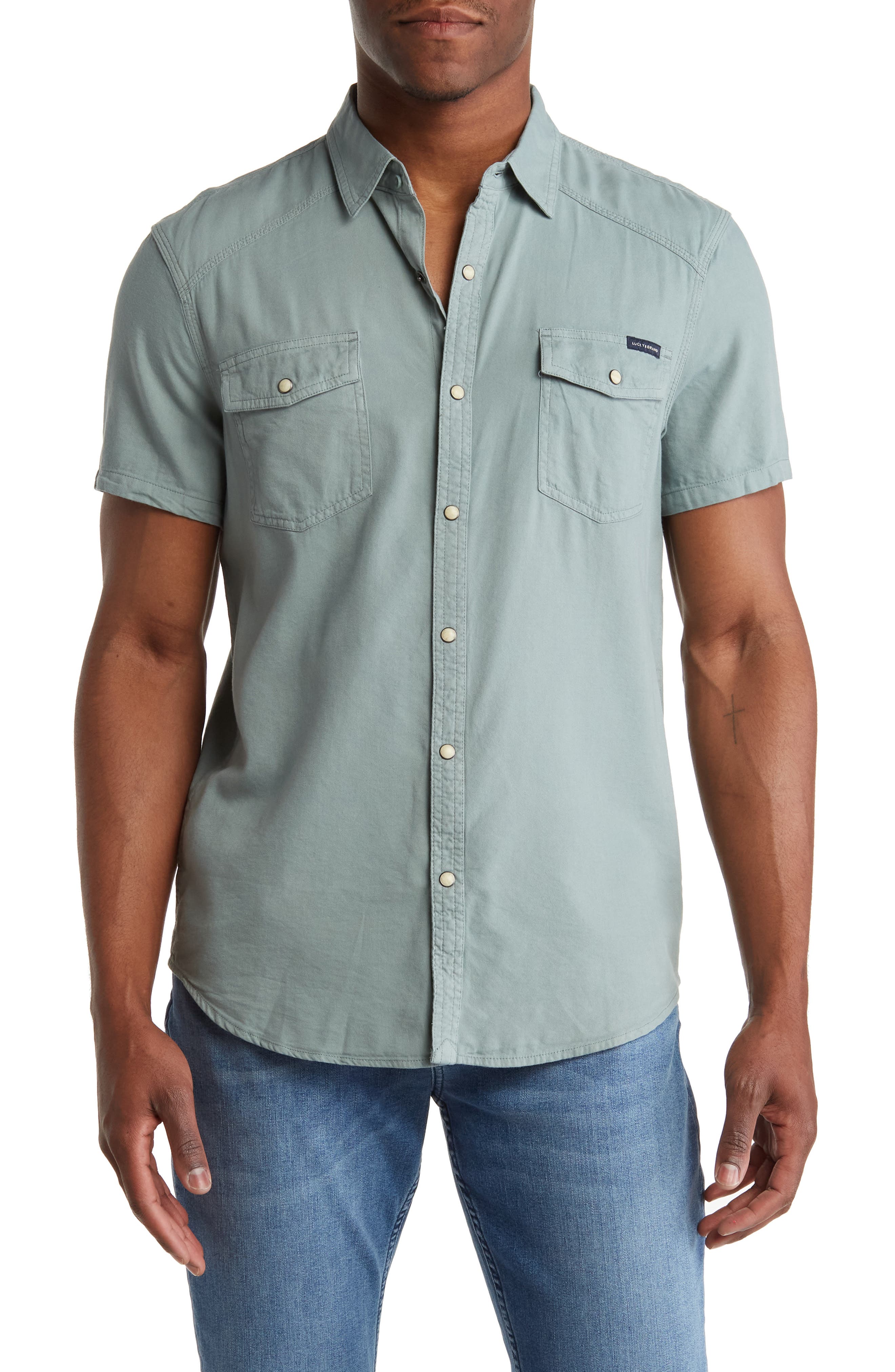 mens green button up