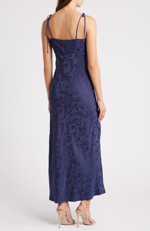 WAYF WAYF AITANA FLORAL TIE STRAP BROCADE DRESS