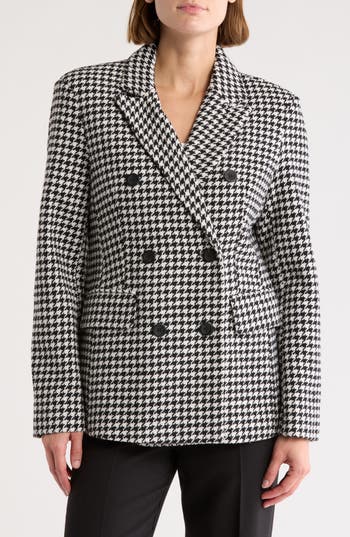 Shop Bb Dakota By Steve Madden Houndstooth Peacoat In Black/white