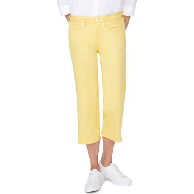 Nydj Wide Leg Fray Hem Capri Jeans, Yellow