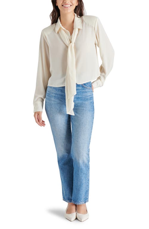 Shop Steve Madden Noelle Tie Neck Shirt In Cream