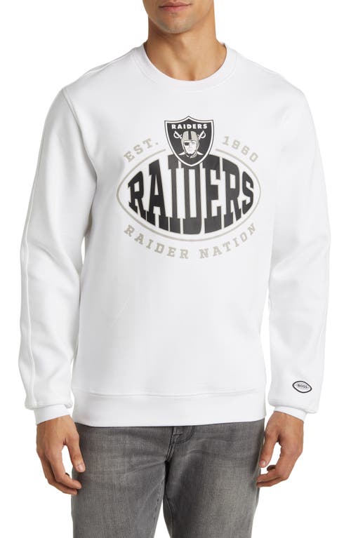 Shop Hugo Boss Boss X Nfl Crewneck Sweatshirt In Las Vegas Raiders White