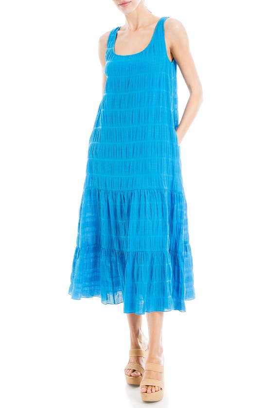 Shop Max Studio London Smocked Tiered Maxi Dress In Lapis-lapis