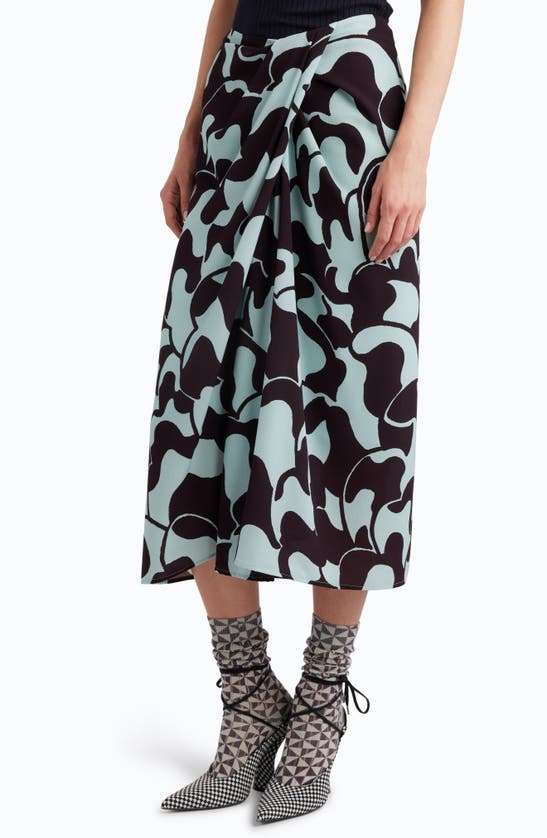 Shop Dries Van Noten Sampa Abstract Print Midi Skirt In Mint