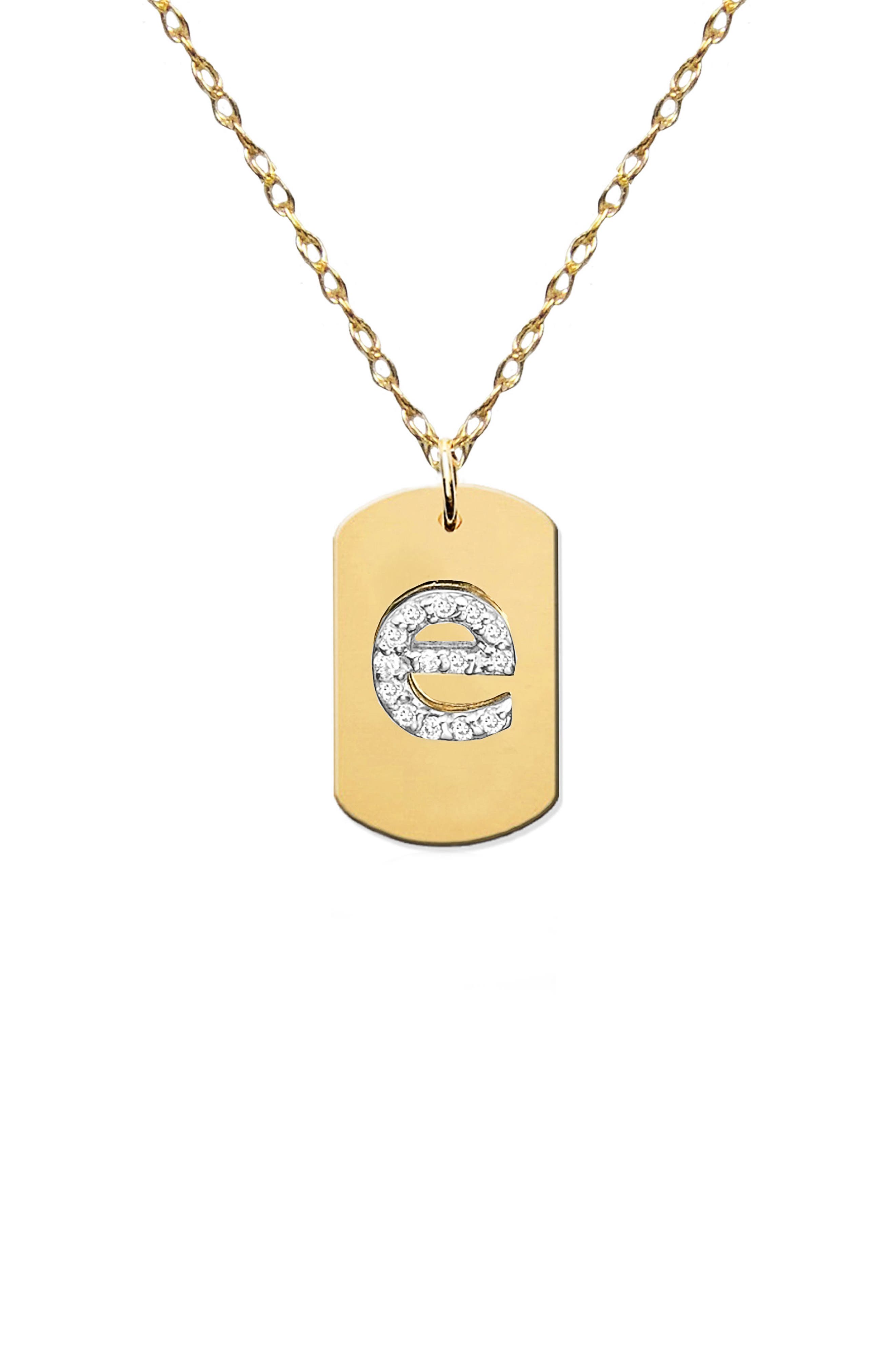 Jane Basch Designs Diamond Initial Dog Tag Necklace (Nordstrom Exclusive)