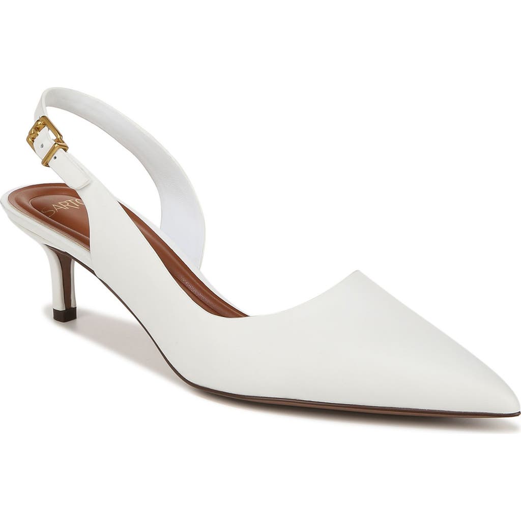 Sarto By Franco Sarto Kimberly Half D'orsay Pointed Toe Kitten Heel Pump In White