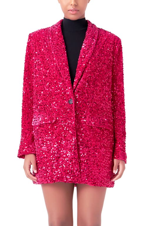 Endless Rose Sequins Velvet Blazer Fuchsia at Nordstrom,