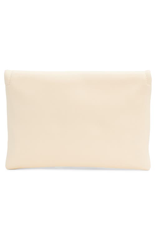 Shop Valentino Garavani Medium Vlogo Leather Clutch In Ivory