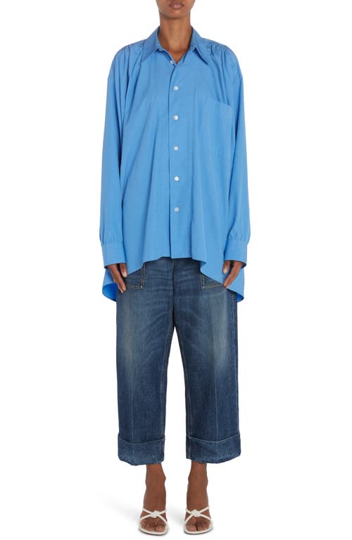 Bottega Veneta Oversize Gathered Cotton Blend Button-Up Shirt Admiral at Nordstrom, Us