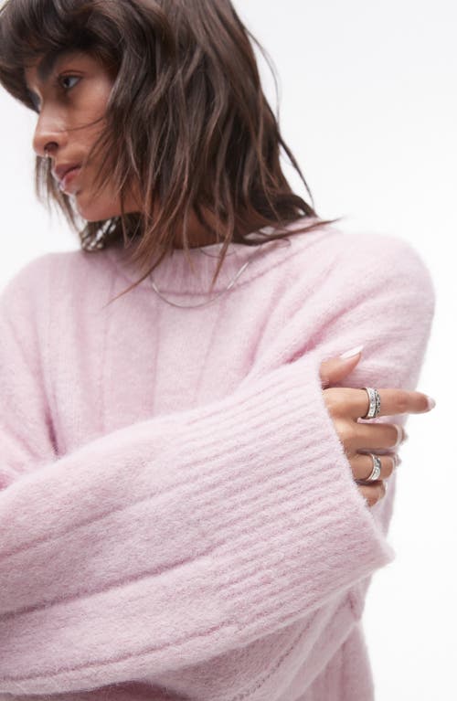 Shop Topshop Crewneck Rib Sweater In Pink