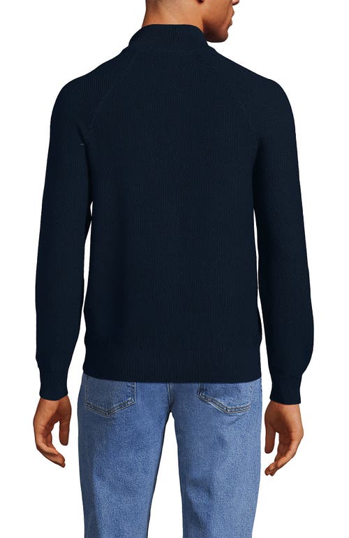 Shop Lands' End Long Sleeve Washable Merino Wool Quarter Zip Sweater In Radiant Navy