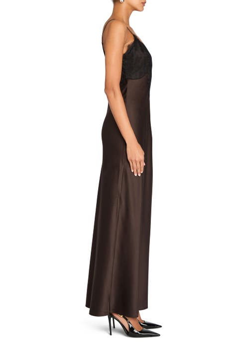 Shop Ser.o.ya Grenache Satin Maxi Dress In Ash Brown