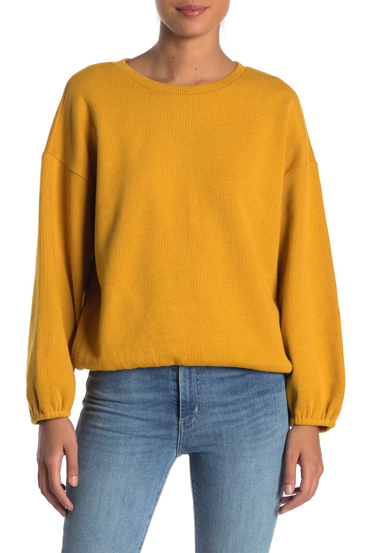rib knit crew neck sweater