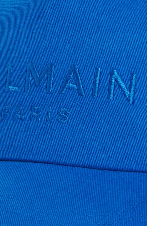 Shop Balmain Embroidered Logo Cotton Twill Baseball Cap In Smf Blue Multi