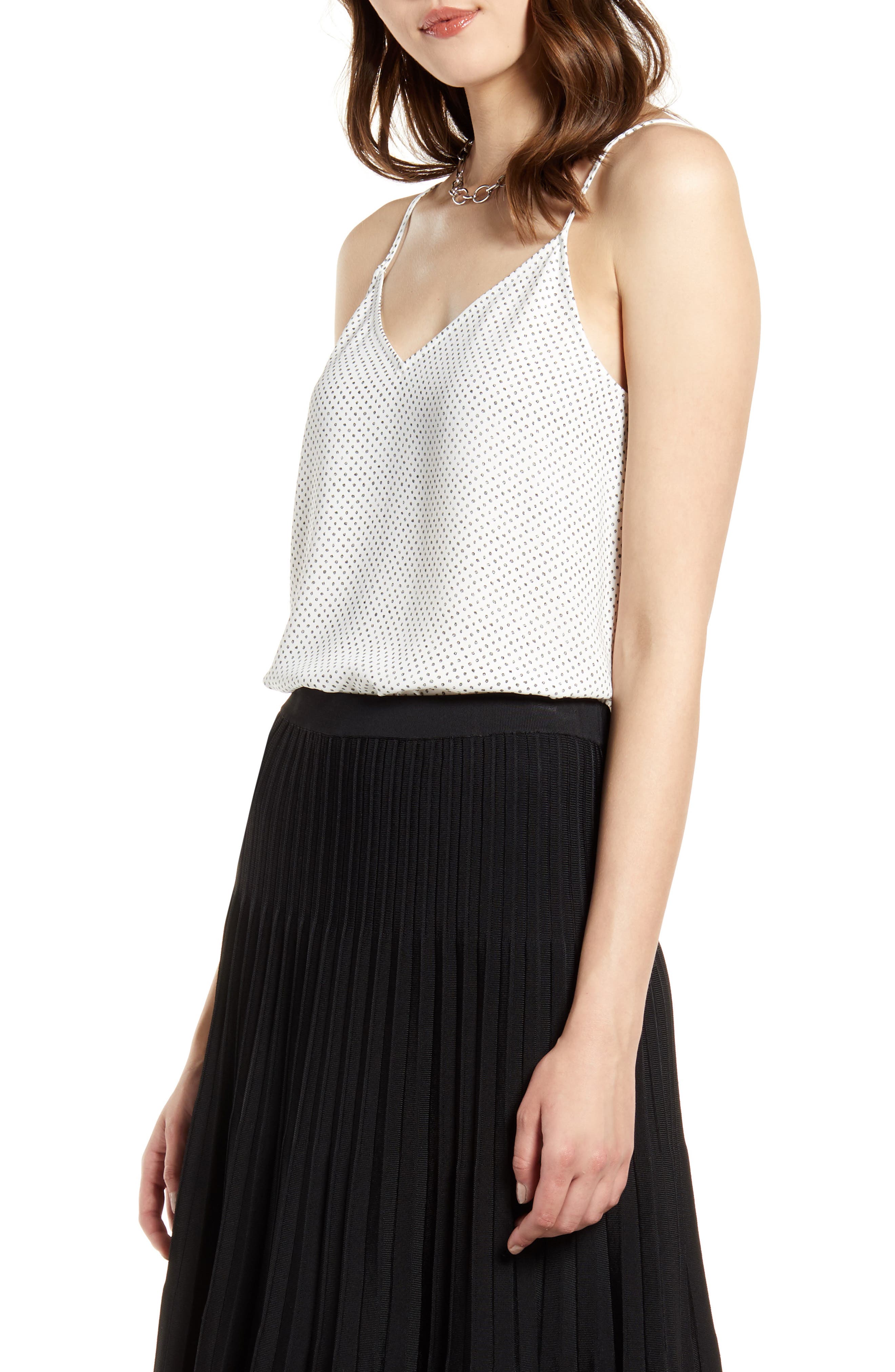 Halogen V-Neck Crepe Camisole, Ivory