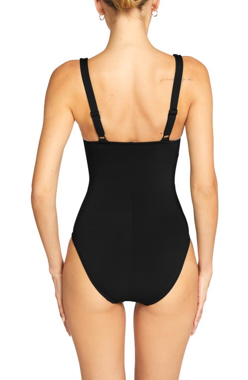 Robin Piccone Ava Plunge One Piece Swimsuit In Black In Black
