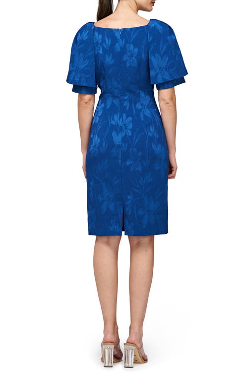 Shop Js Collections Trinity Floral Sheath Dress In Blue Quartz