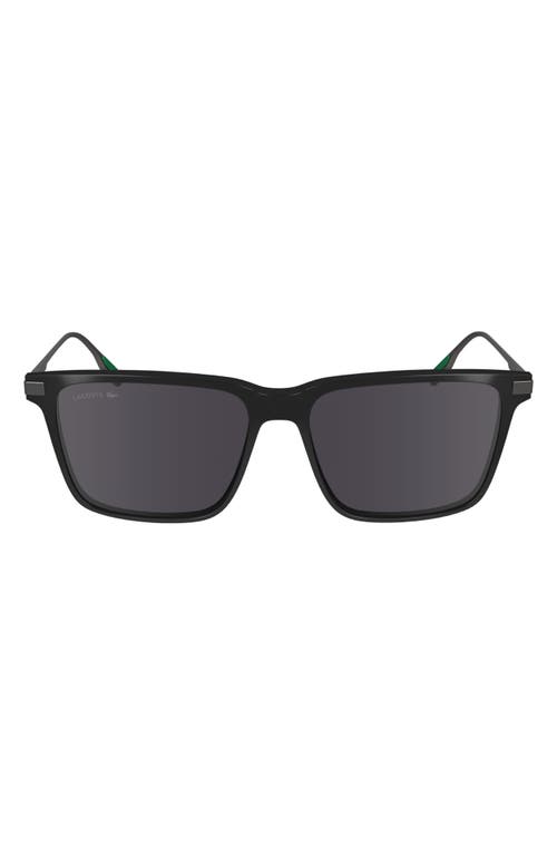 Premium Heritage 55mm Rectangular Sunglasses in Black