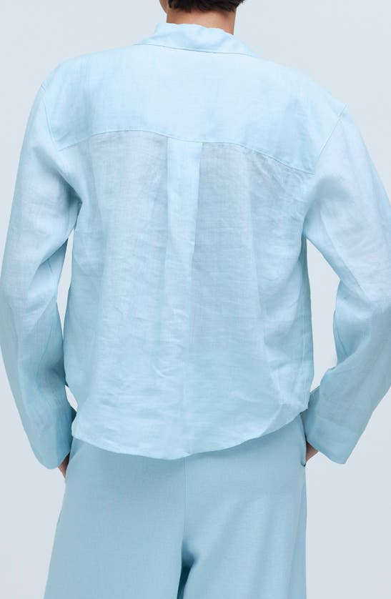 Shop Madewell Resort Ramie Button-up Shirt In Blue Heron