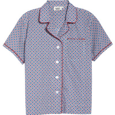 Sleepy Jones Corita Pajama Shirt, Blue