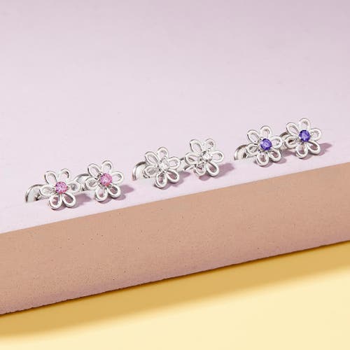Shop In Season Jewelry Spring Cubic Zirconia Flower Earrings In Pink