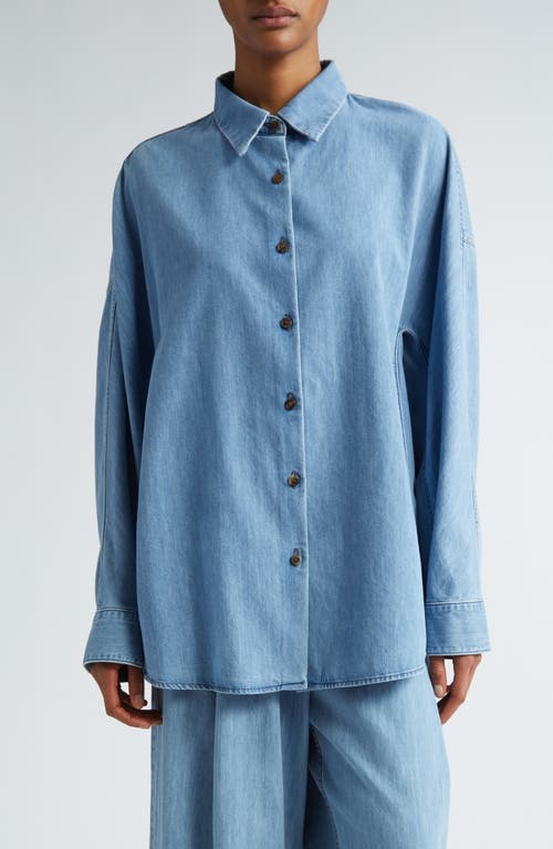 Dries Van Noten Oversize Denim Cocoon Shirt Light Blue 514 at Nordstrom,