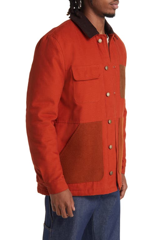 Shop Cat Wwr Mixed Media Chore Jacket In Sienna Red