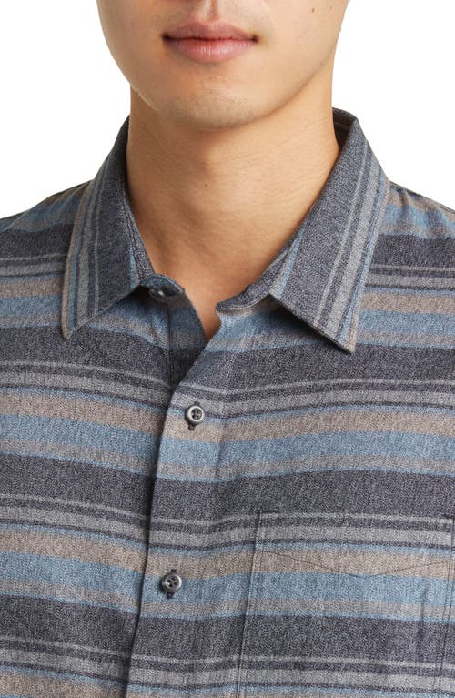 Travismathew Cloud Flannel Button-up Shirt In Black/stellar Blue